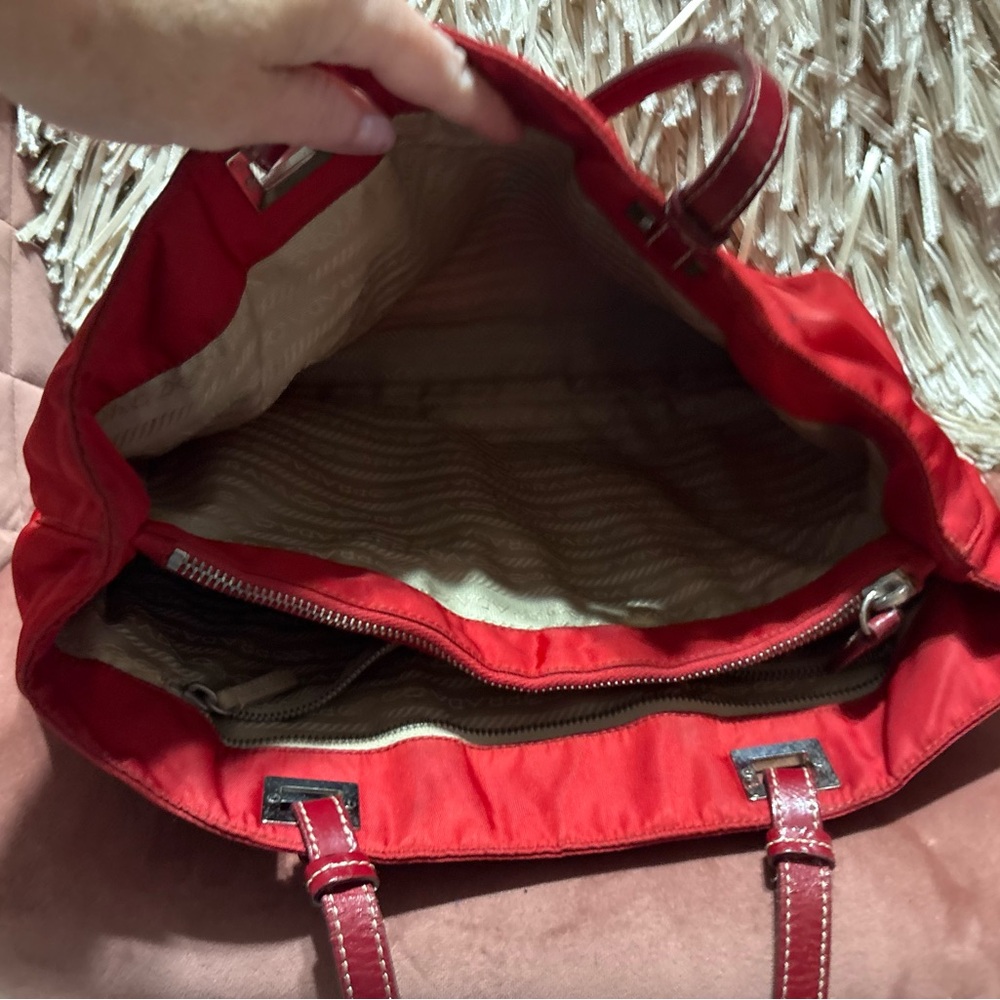 Prada Authentic Red Nylon Tote RARE - Picture 4 of 5